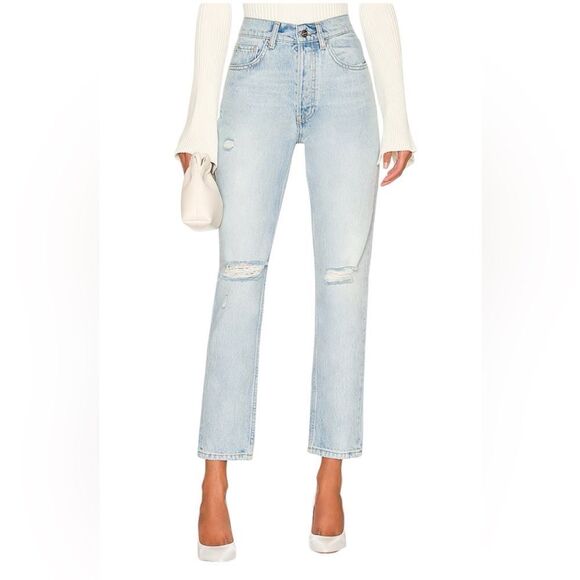 NWOT Anine Bing x Revolve - Sonya Jean in Destructed Classic Blue Sz 27 - Picture 1 of 12